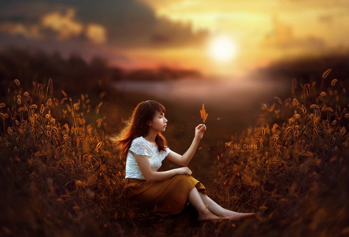Sunset, Beautiful girl