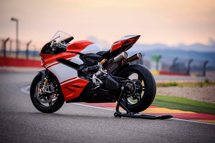 Ducati 1299 Superleggera motorcycle on a race track