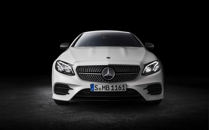 White Mercedes-Benz E-Class Coupe with S MB 1161 license plate