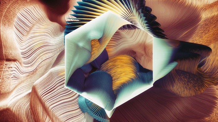 Abstract Hexagonal Shape with Flowing Lines