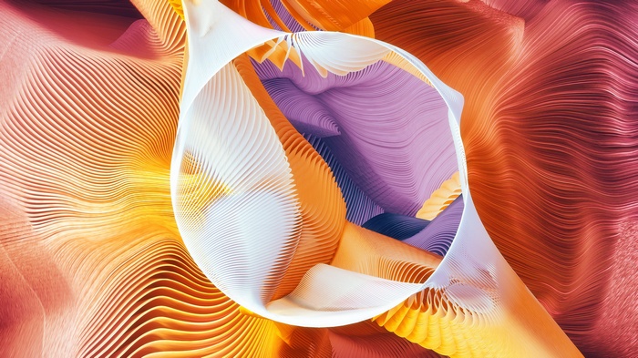 Abstract swirling forms with a circular opening