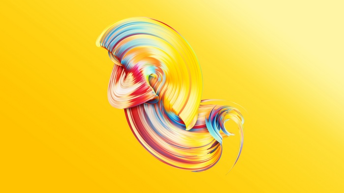 Abstract paint wave with yellow background