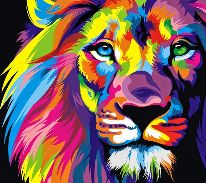Artwork, Colorful, Lion