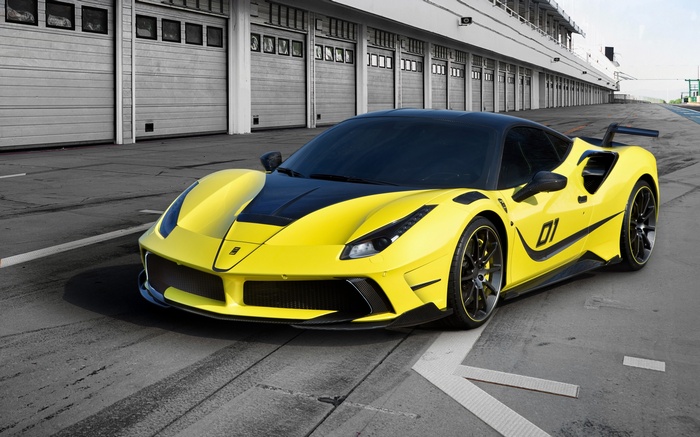 Yellow Mansory Ferrari 488 4XX Siracusa on Track