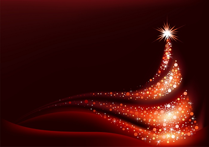 Abstract Christmas Tree with Stars and Lights