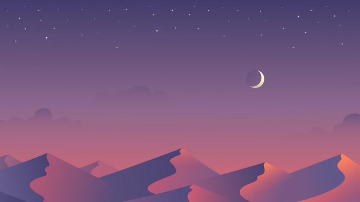 Desert, Half moon, Minimal, Dunes, 5K, Stars