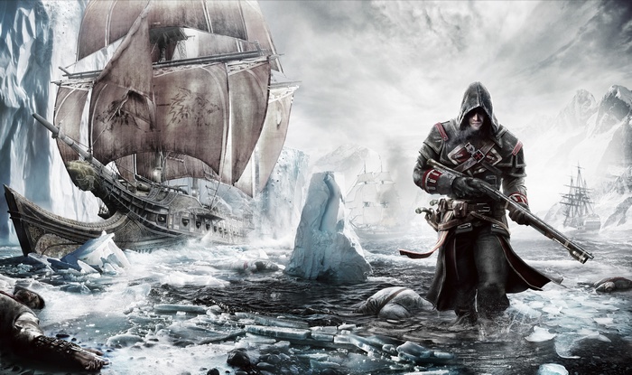 Shay Patrick Cormac from Assassin's Creed Rogue in icy waters