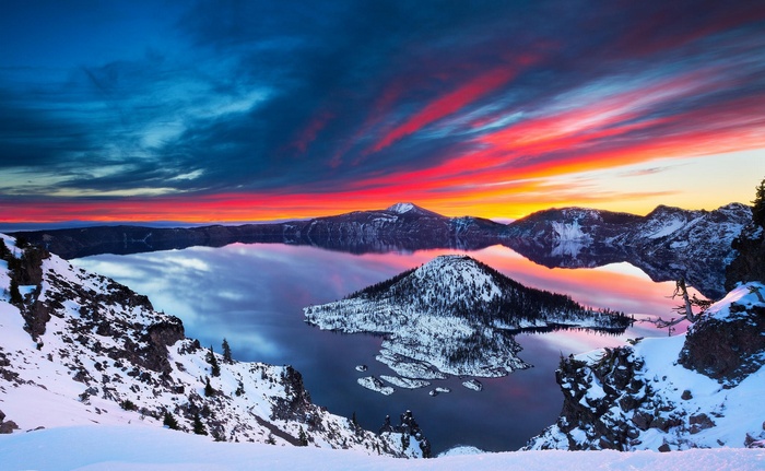 Crater Lake National Park at Sunset