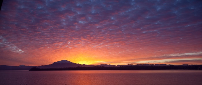 Sunset over Lake Llanquihue near Puerto Varas, Chile