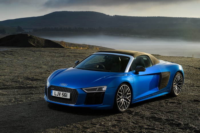 Blue 2017 Audi R8 V10 Spyder 4K