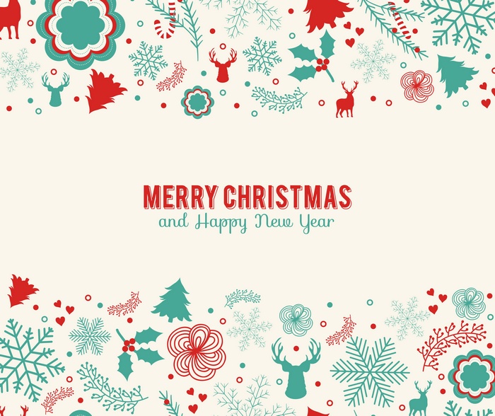 Merry Christmas and Happy New Year Decorative Border