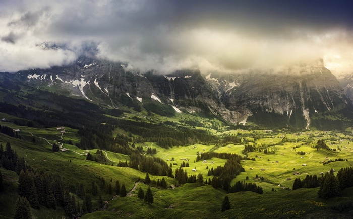 Mountains and valley in Switzerland