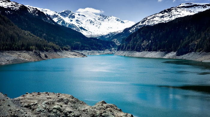 Lai da Marmorera Reservoir in Switzerland