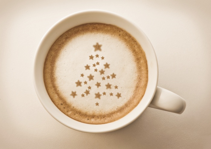 Coffee with Christmas Tree Latte Art
