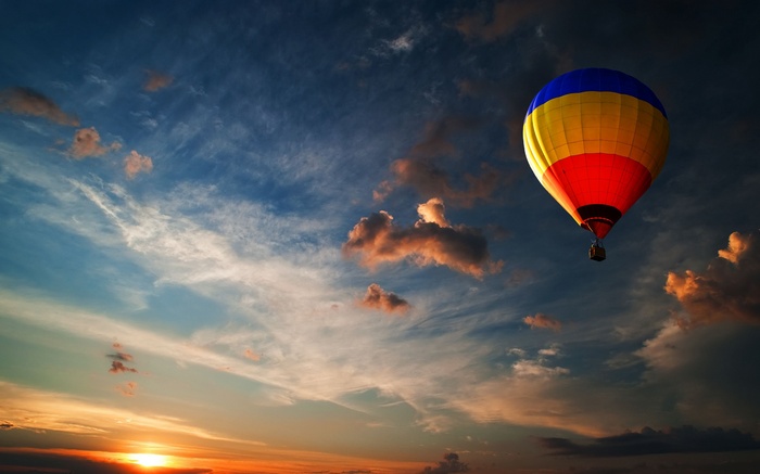 Hot air balloon at sunset