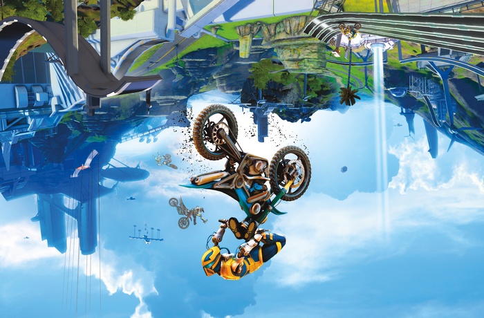 Trials Fusion motocross rider performing a trick