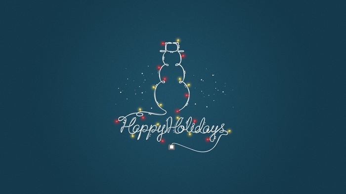 Happy Holidays snowman made of lights