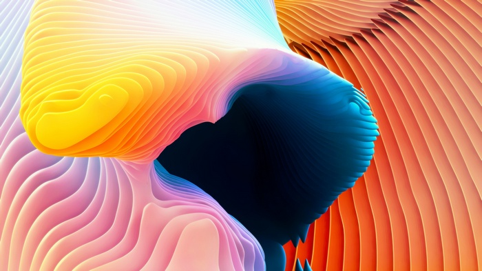 Abstract layered shapes with vibrant colors