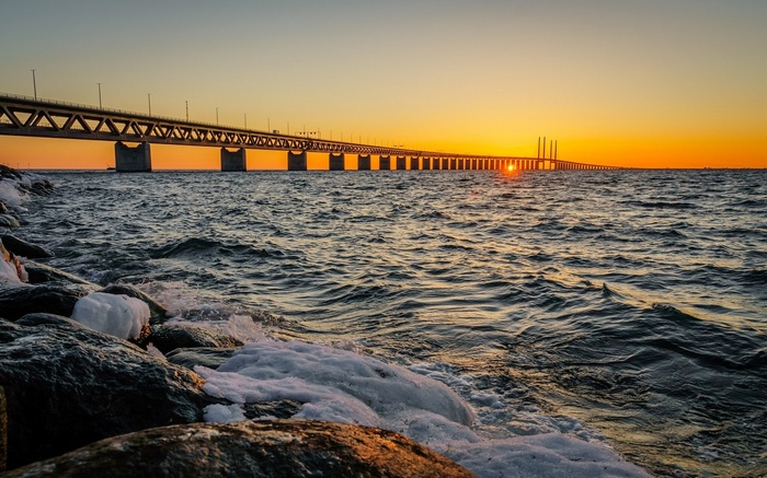 Öresund Bridge at sunset
