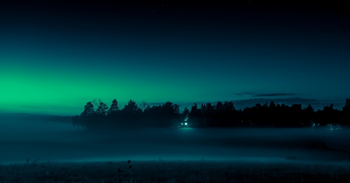 House in Fog at Night 4K