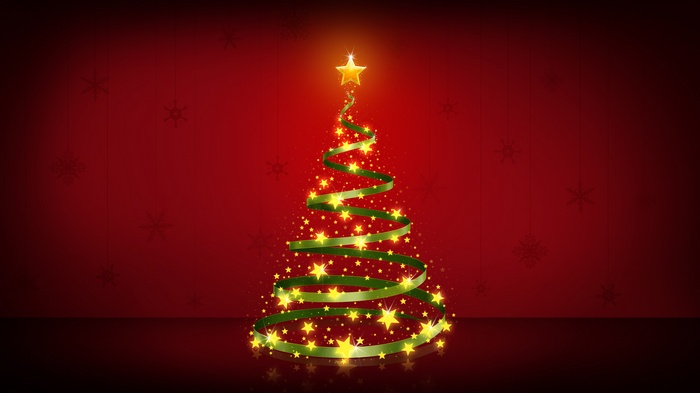 Christmas tree with stars and ribbon