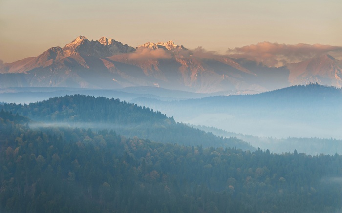 Mountains with Fog at Sunrise
