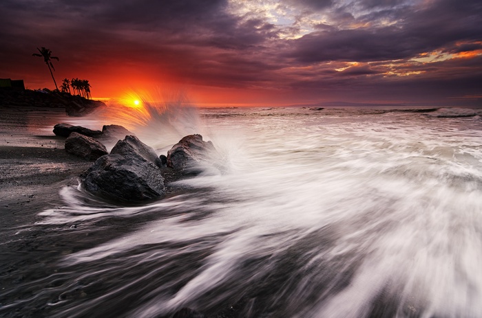 Sunset over Manyar Beach, Bali, Indonesia