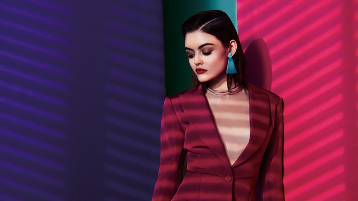 Lucy Hale in a red blazer