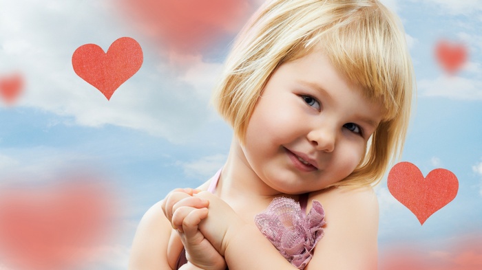 Cute girl with love hearts 4K