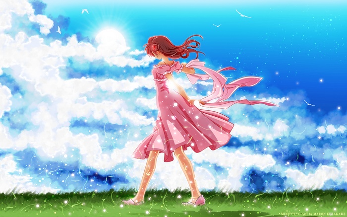 Maron Kusakabe from Kamikaze Kaitou Jeanne walking in a field