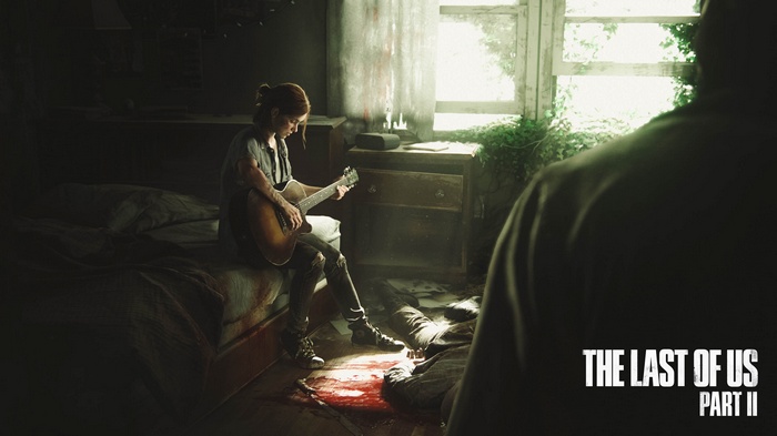 Ellie from The Last of Us Part II playing guitar