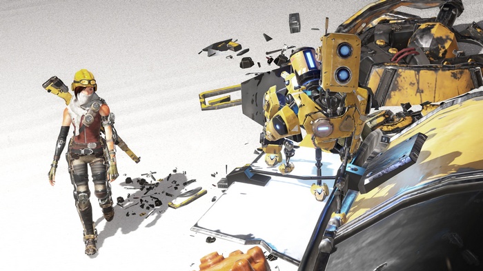 Joule from ReCore with a destroyed robot