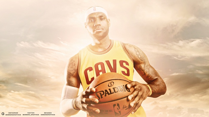 LeBron James holding a Spalding basketball