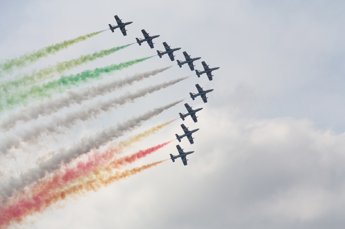 Frecce Tricolori Air Show with Colored Smoke