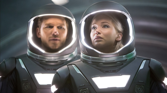 Aurora Lane and James Preston in space suits
