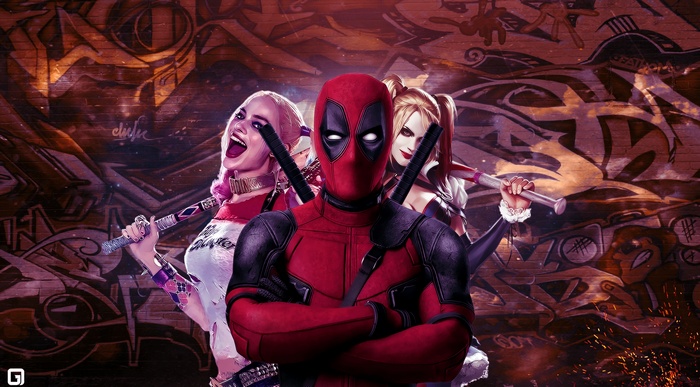 Deadpool and Harley Quinn characters artwork 4K