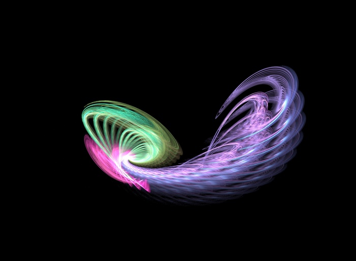 Abstract fractal art with pink, green, and purple swirls
