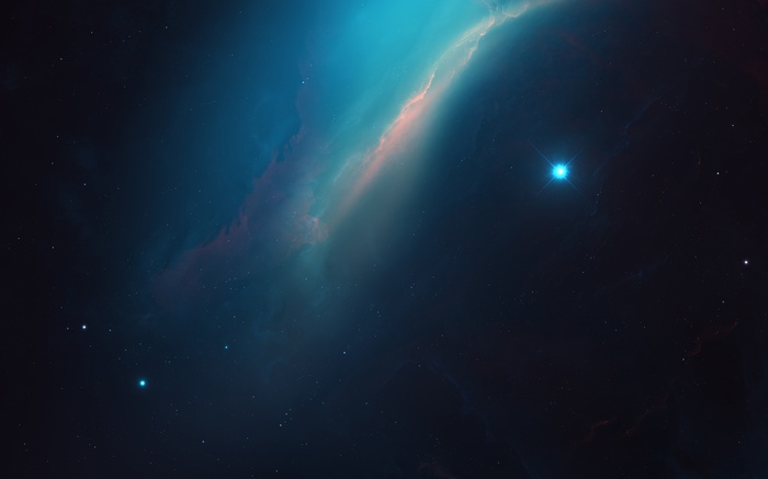 Cosmic Nebula with Bright Star