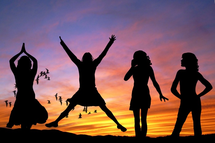 Sunrise, Women, Happy mood, Girls