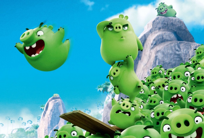 Bad Piggies from Angry Birds in a chaotic scene