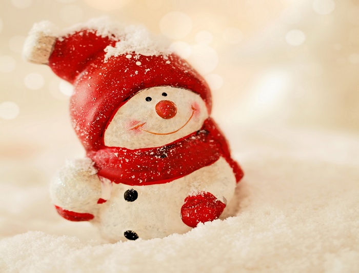 Snowman in winter snow