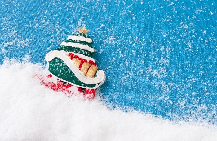 Christmas Sleigh with Gifts in Snow