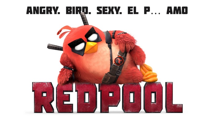 Red from Angry Birds as Deadpool
