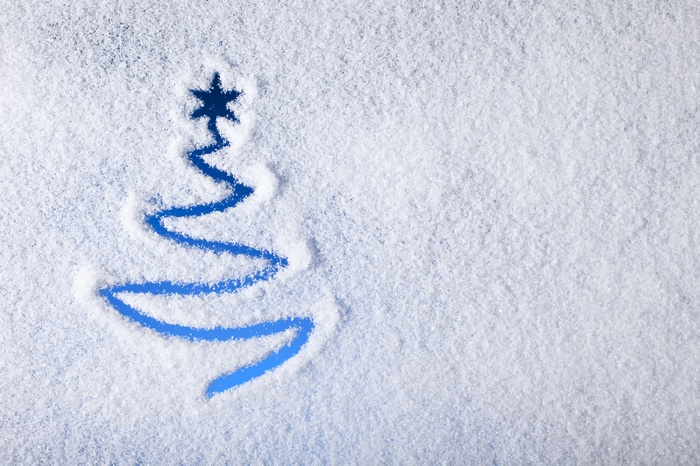 Christmas tree drawn in snow