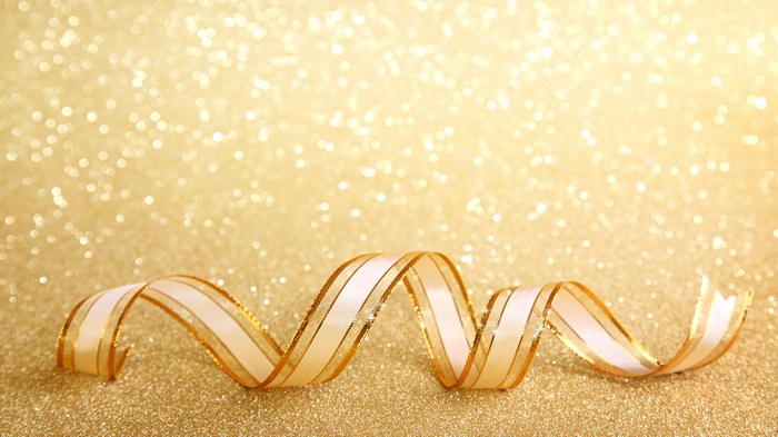 Golden ribbon with bokeh background