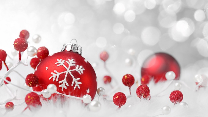 Christmas Decorations with Red Ornaments and Berries