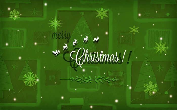 Merry Christmas greeting with Santa's sleigh and reindeer