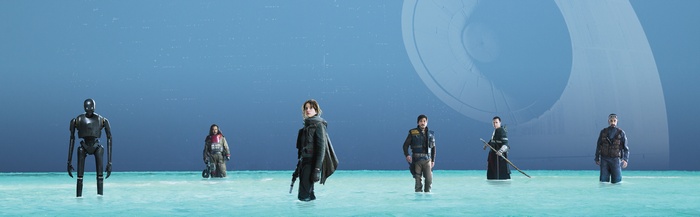 Rogue One: A Star Wars Story characters on water