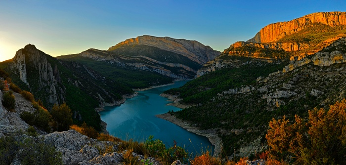 Congost River and Mountains in Spain, 4K
