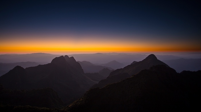 Sunset over mountain ranges